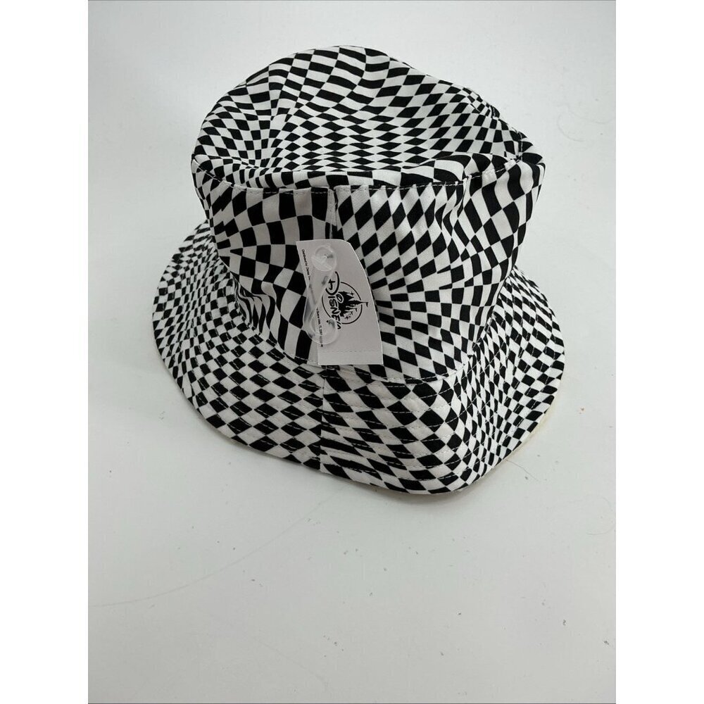 Disney White Rabbit Alice In Wonderland Checkboard Sherpa Bucket Hat - Picture 2 of 4